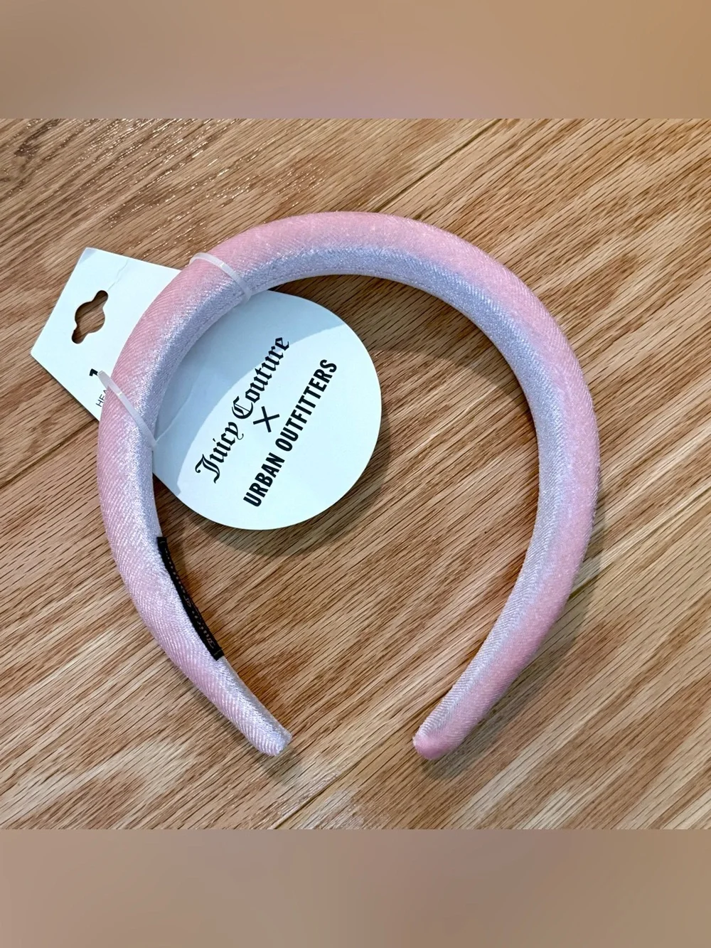 Juicy Couture Light Pink Velvet Velour Rhinestone Bedazzled Headband